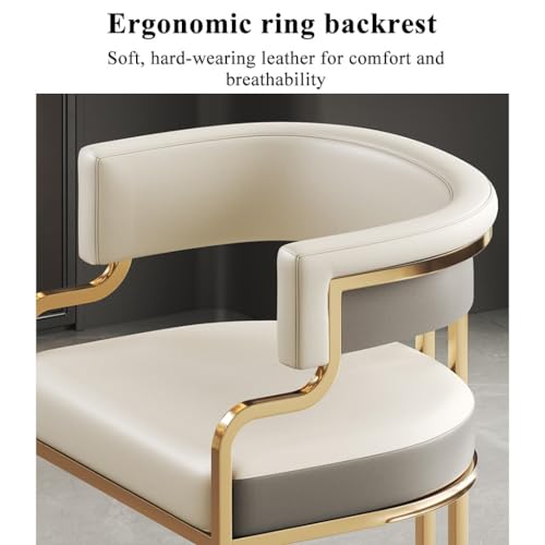 White Leather Tub Chair with Golden Metal Legs B31439