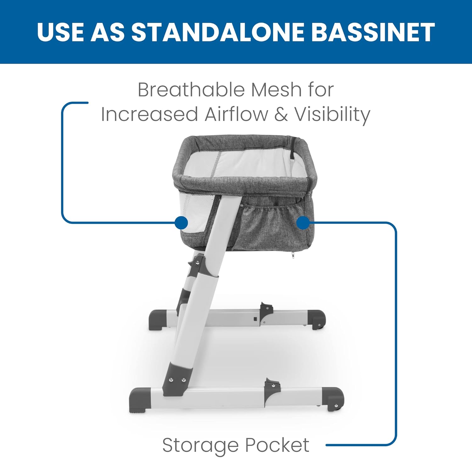 Grey Portable Baby Bassinet with Breathable Mesh N560563