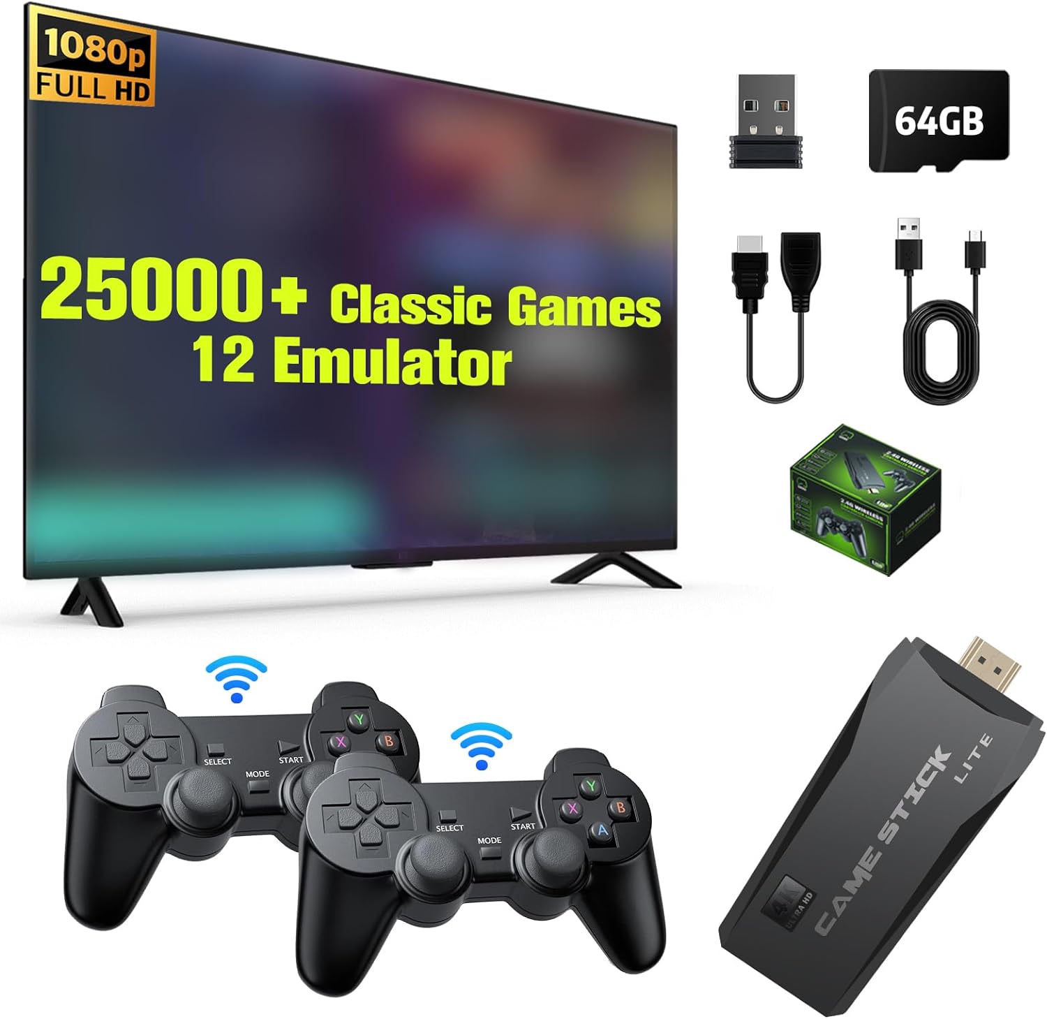 64G Wireless Retro Game Console with 25000+ Games L308907