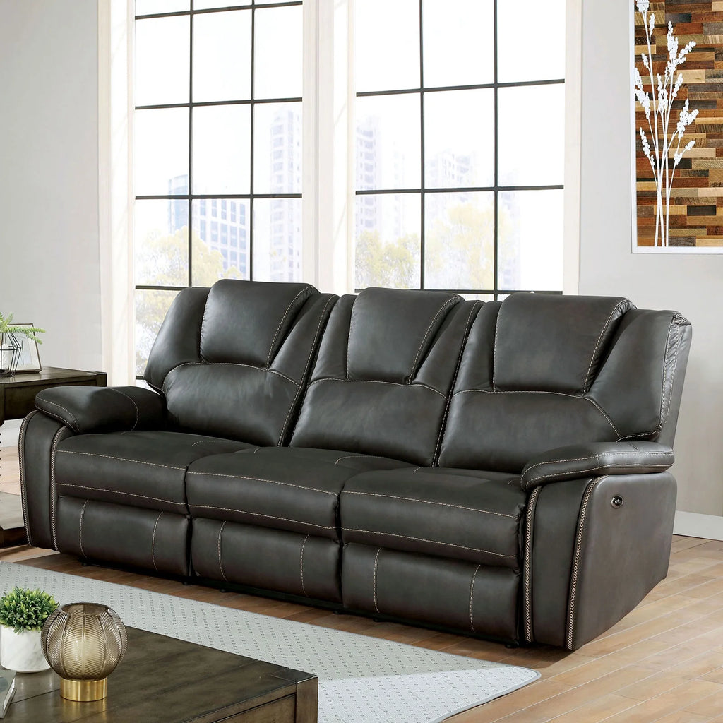 Gray Leatherette Solid Wood 3pc Motion Sofa Set M896736