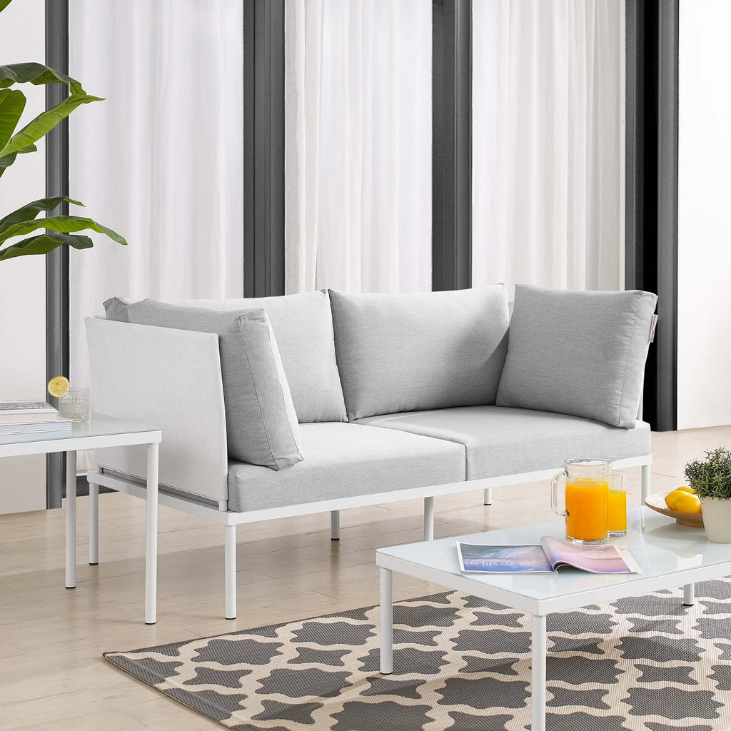 White Gray Aluminum Outdoor Loveseat W481495