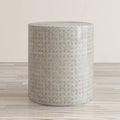 Gray Basketweave Drum End Table L1695