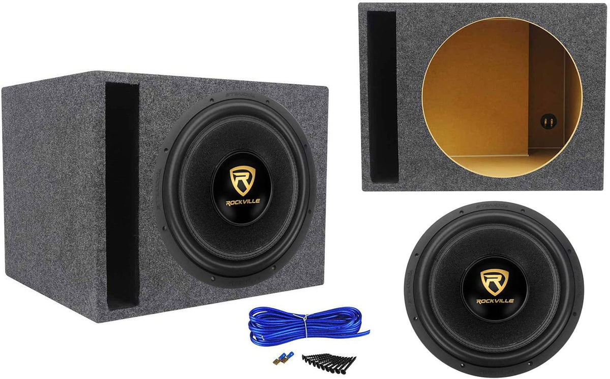 15" 5000w Peak Dual 2-Ohm Car Audio Subwoofer Bundle with Vented Subwoofer Box Enclosure & Installation Kit (3 Items) O291