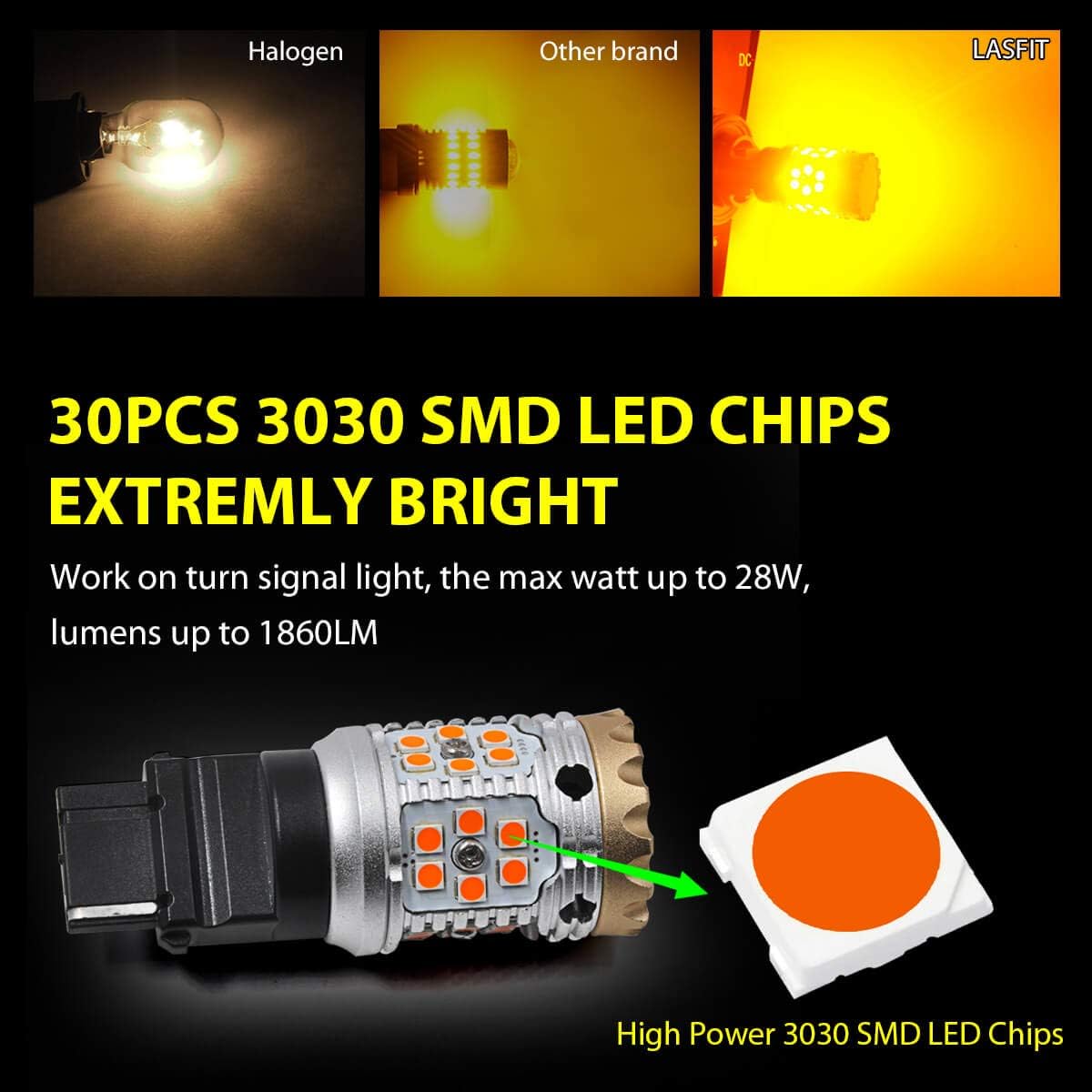 LED Turn Signal Light Bulbs, Amber Yellow, Pack of 2 H242299