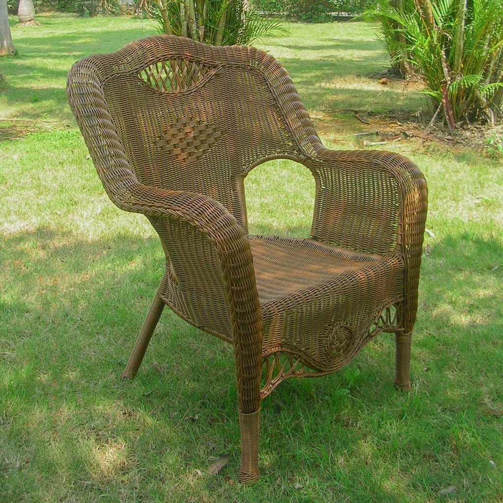 Mocha Tan Resin Wicker Outdoor Dining Chair Q109302