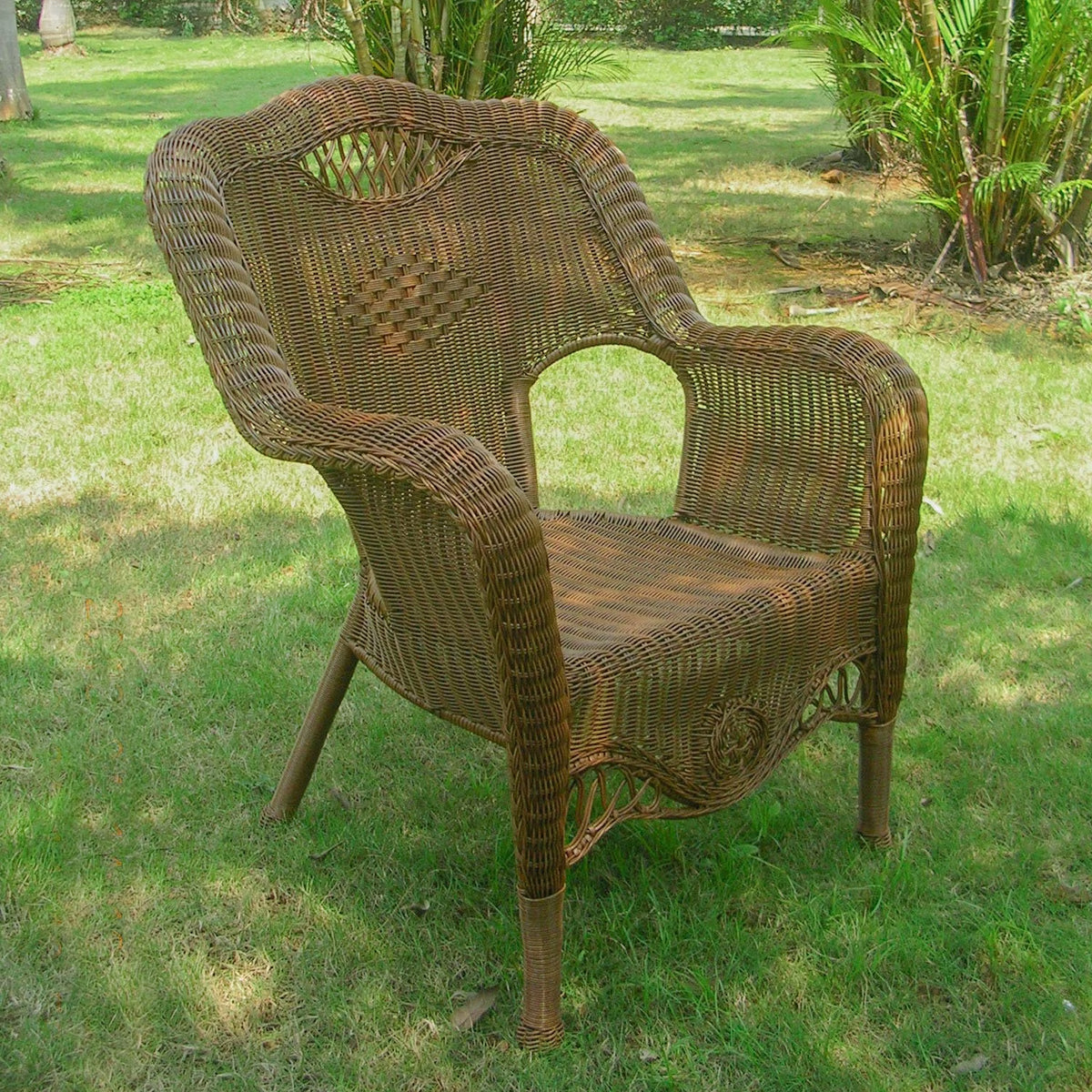 Mocha Tan Resin Wicker Outdoor Dining Chair Q109302