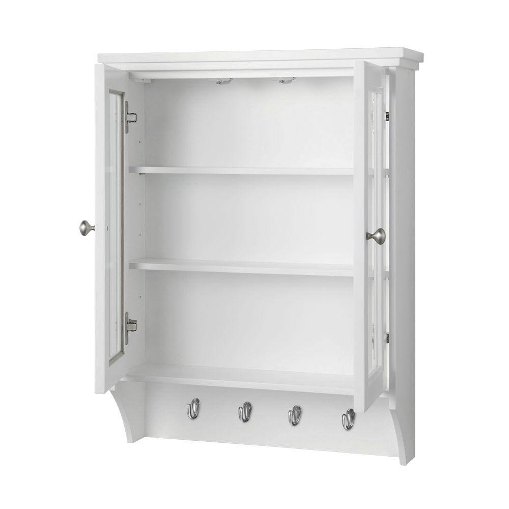 White Wall Cabinet with Glass Door G8476