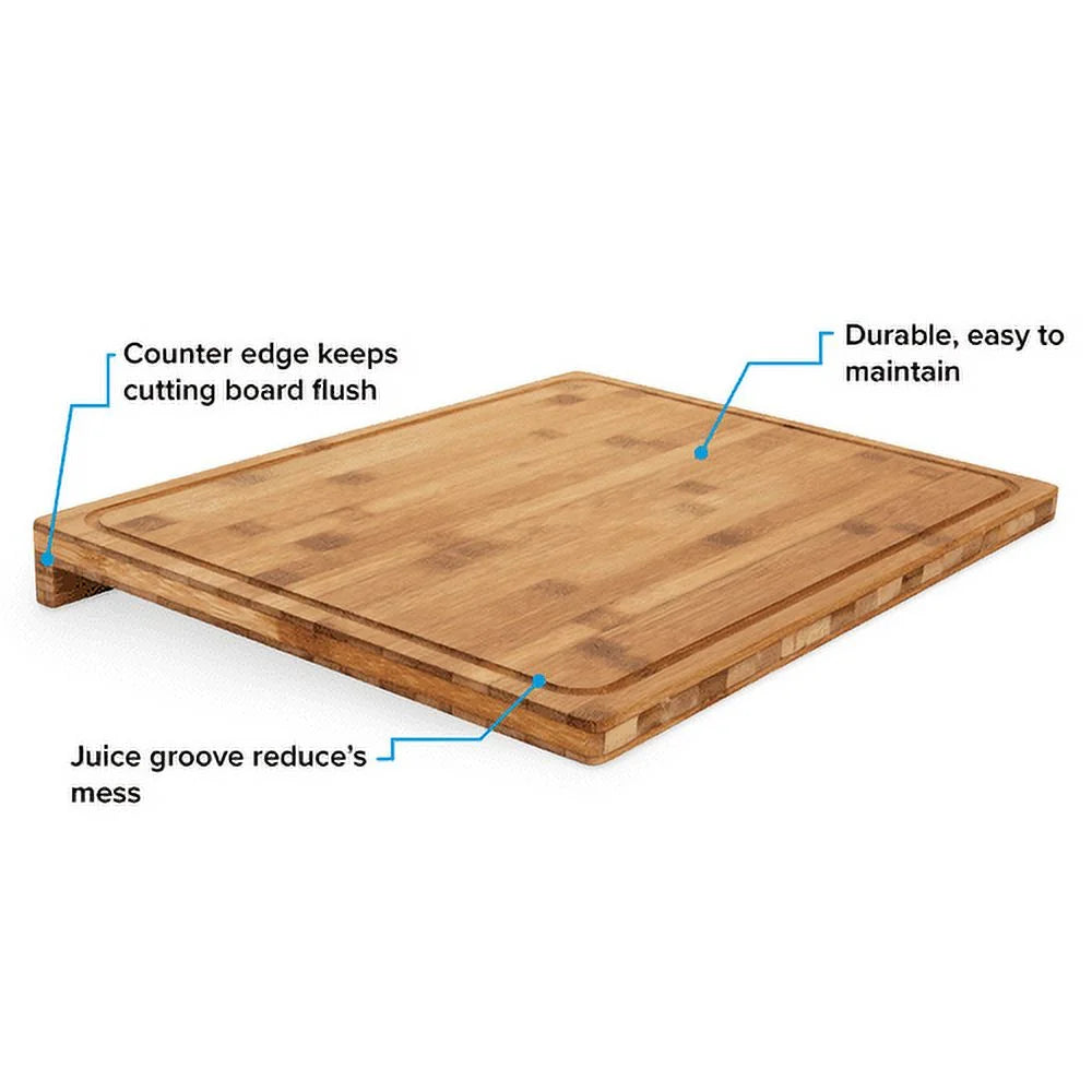 Bamboo Cutting Board with Juice Groove, 18 x 14 x 1-3/4 Inches I93544