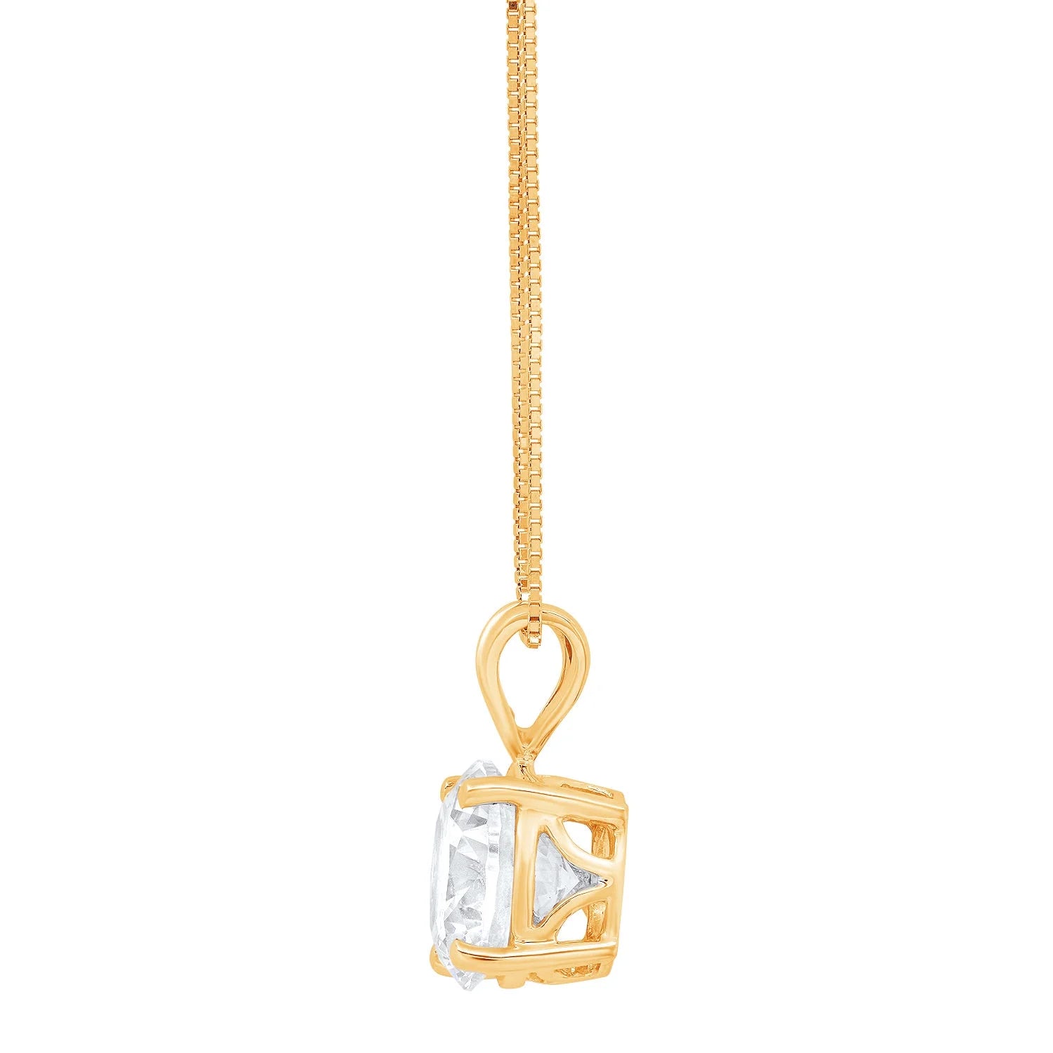 18K Yellow Gold Solitaire Moissanite Pendant with 18" Chain N8593