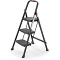 Black Steel Frame 3-Step Folding Step-stool with Plastic Steps J322