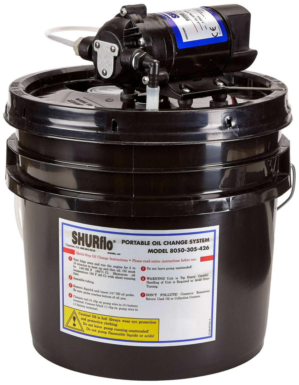 Oil Change Pump with 3.5 Gallon Bucket, 12 VDC, 1.5 GPM S87809