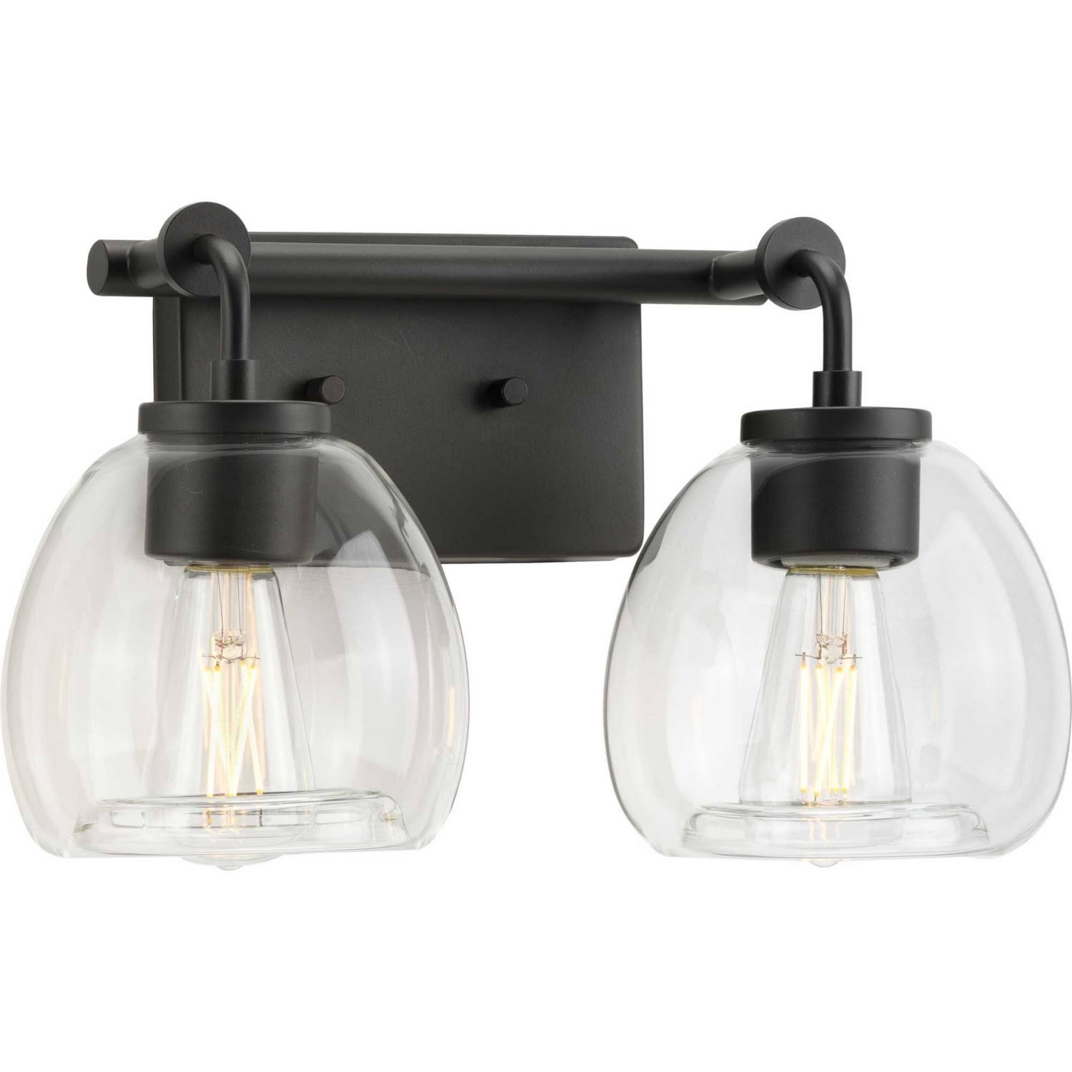 2-Light Graphite Clear Glass Bath Vanity Light I1248