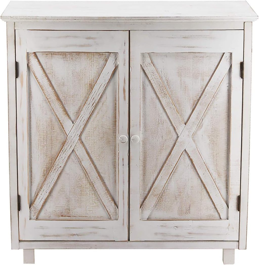 Whitewashed Wood Storage Cabinet O34306