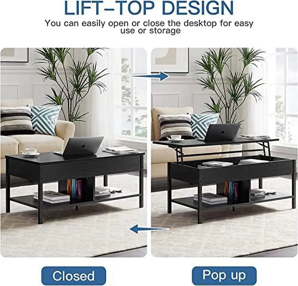 Brown Lift Top Coffee Table with Hidden Compartment K45310