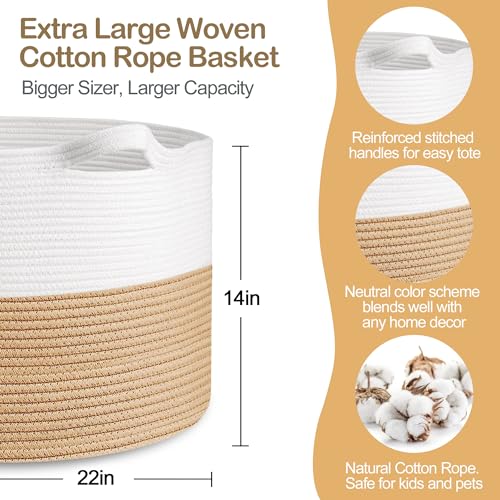 Large Woven Cotton Rope Blanket Basket Q406371