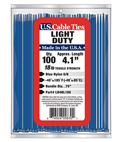 4-Inch Light Duty Cable Ties, Blue, 100-Pack R737800