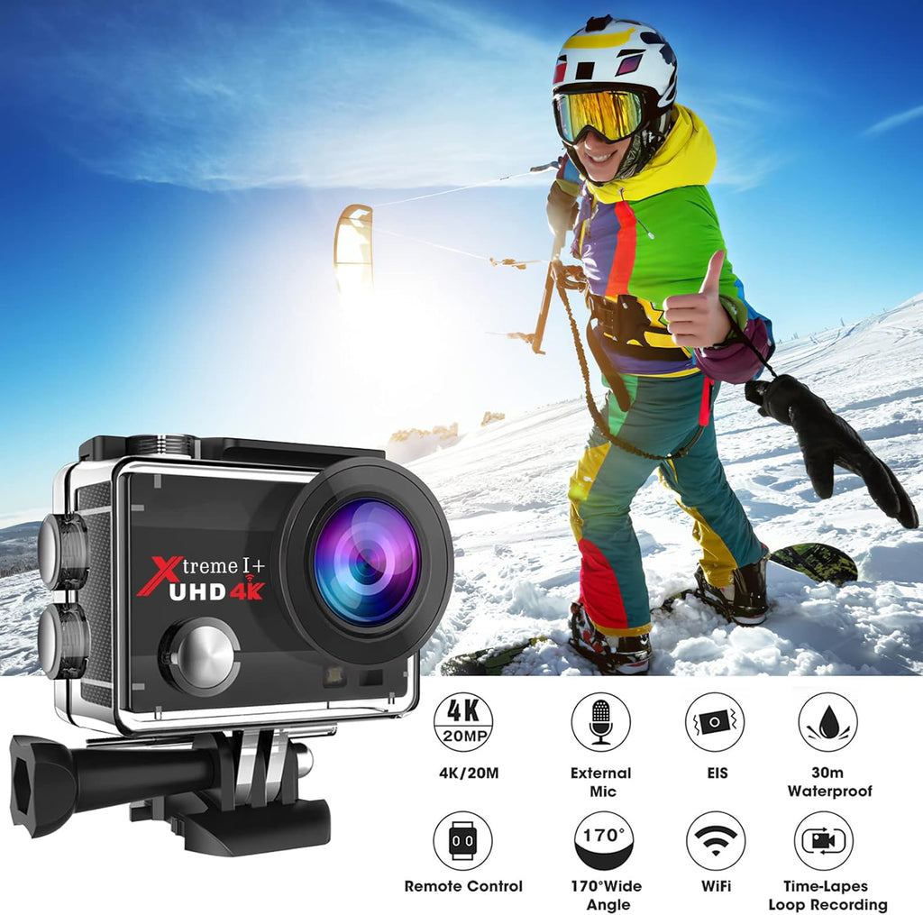 4K 20MP Action Camera with 2 Batteries and Mounting Accessories Kit C220