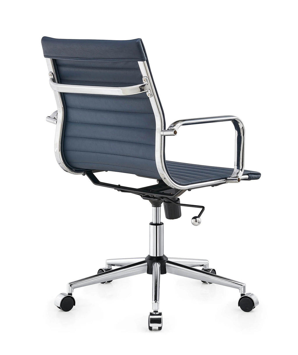 Mid Back Swivel Desk Chair with Armrest in Vegan Leather W179