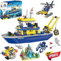 Ocean Exploration Ship Building Kit with Submarine and Helicopter, 753 Pieces V452