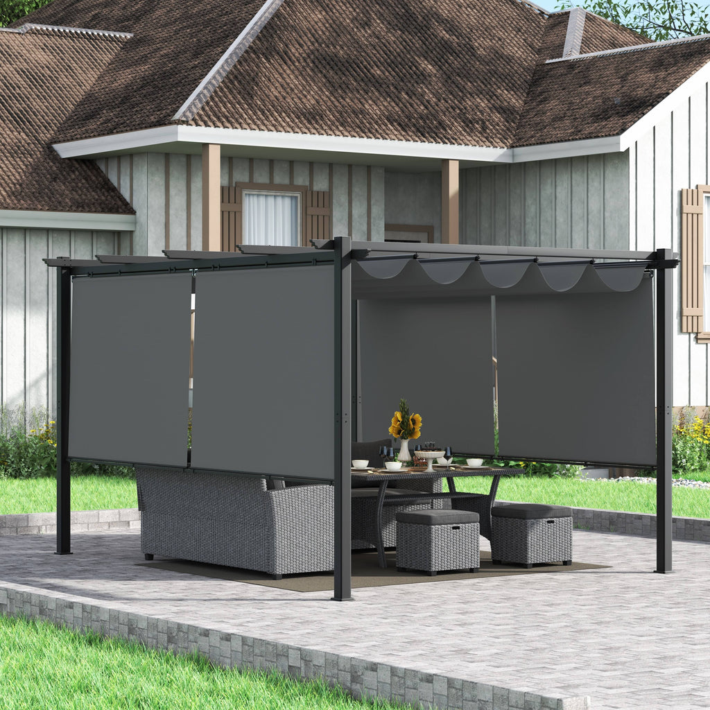 Light Grey Aluminum Retractable Patio Canopy Pergola R914