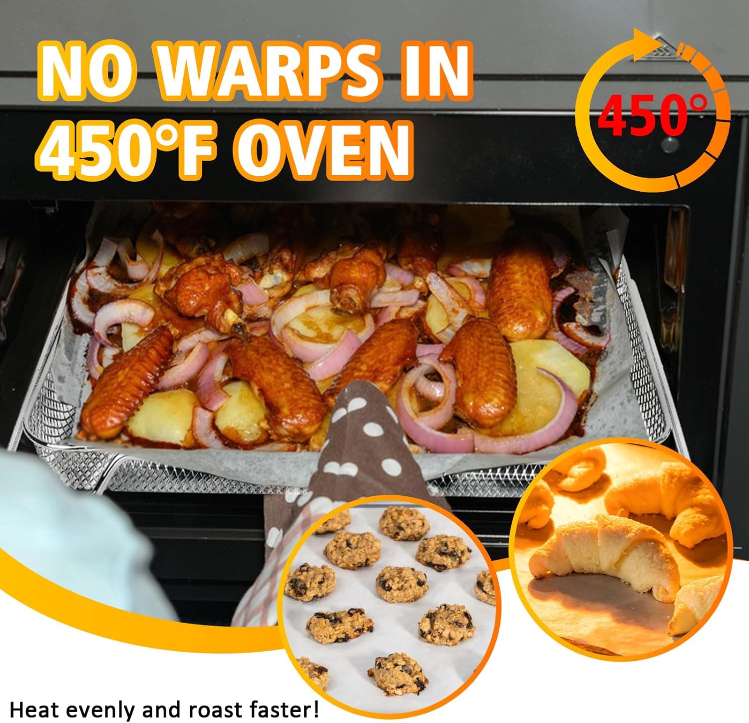 3Pcs Stainless Steel Air Fryer Basket T134136