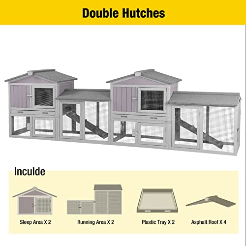 Rabbit Hutch Chicken Coop Bunny Cage Duck House with Run Waterproof Roof Plastic Tray E40505