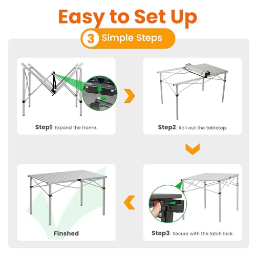 Natural Aluminum Roll-Up Camping Table with Carry Bag E6662