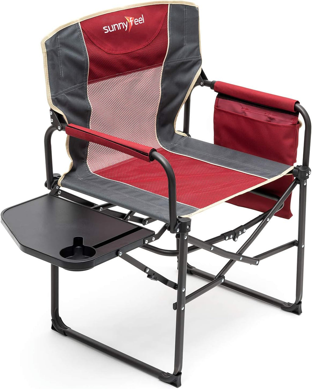 Heavy Duty Oversized Portable Folding Chair with Side Table F386