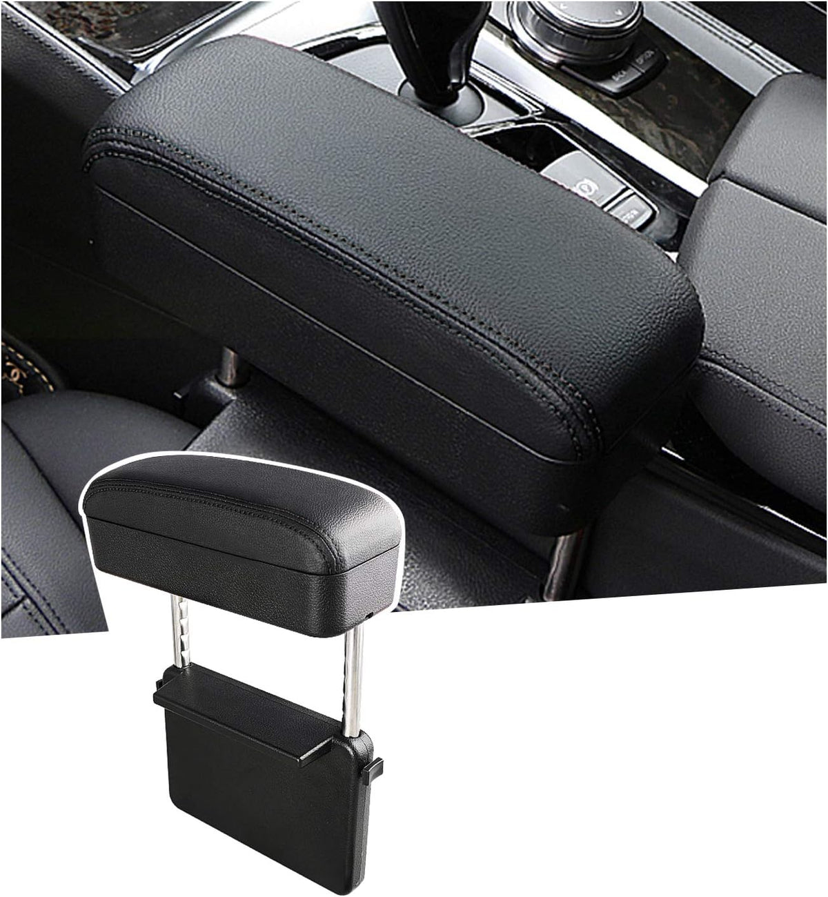 White Adjustable Car Armrest Pad Pack of 2 B528