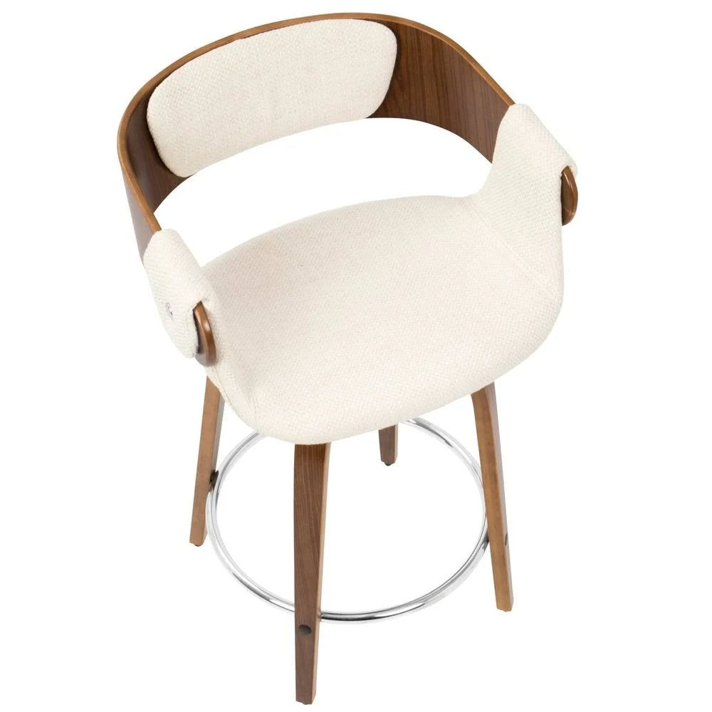 Set of 2 Counter Stool Cream Walnut F7554