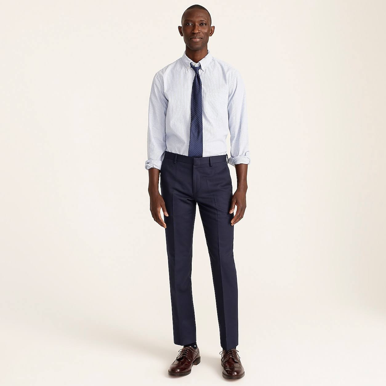 Slim-Fit Unstructured Suit Pant in Wool-Cotton Twill Y14921