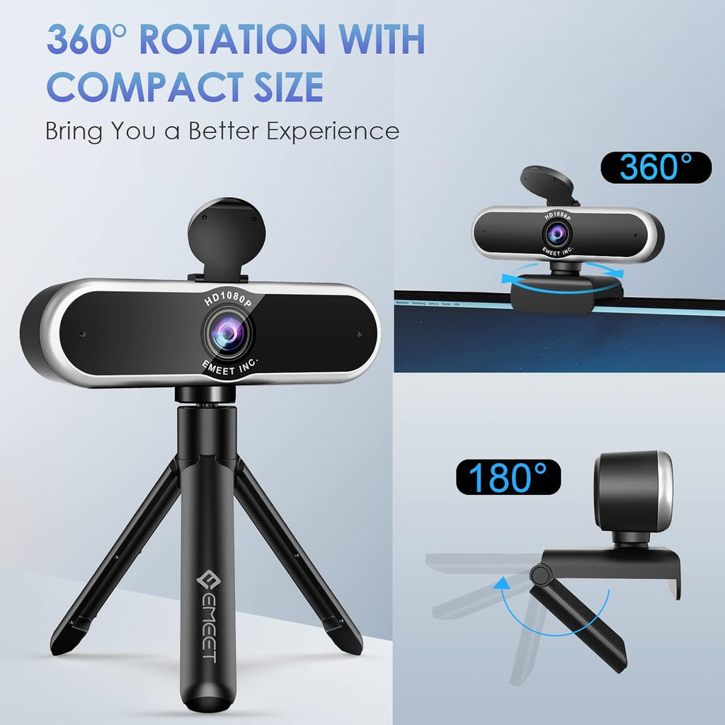 1080P Auto Focus Webcam with Microphone, Privacy Cover, 96° Ultra Wide Angle, Pack of 2 M698