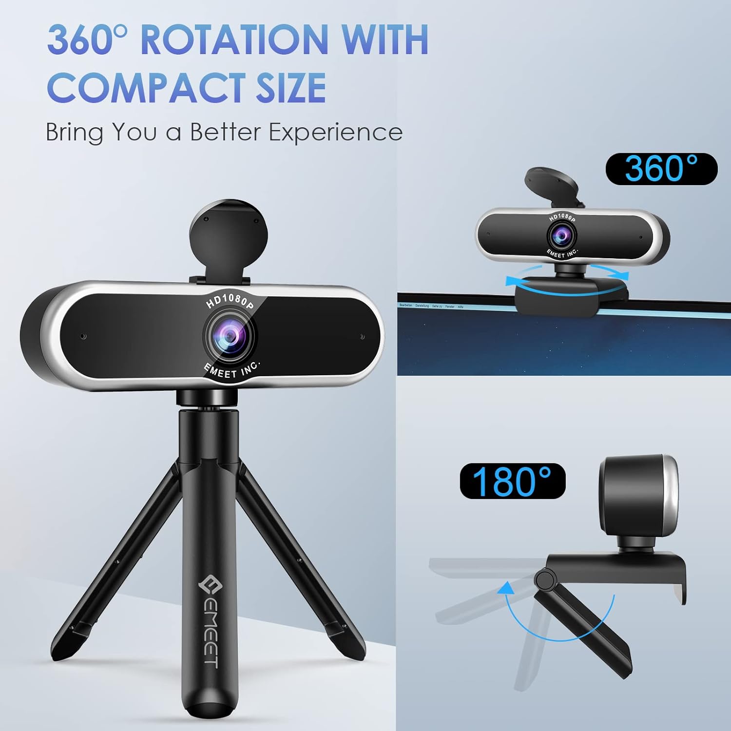 1080P Auto Focus Webcam with Microphone, Privacy Cover, 96° Ultra Wide Angle, Pack of 2 M698