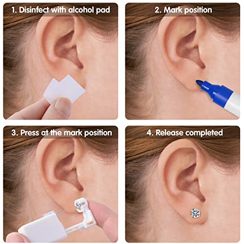 16 Pcs Disposable Ear Piercing Gun with Cubic Zirconia Stud P80339