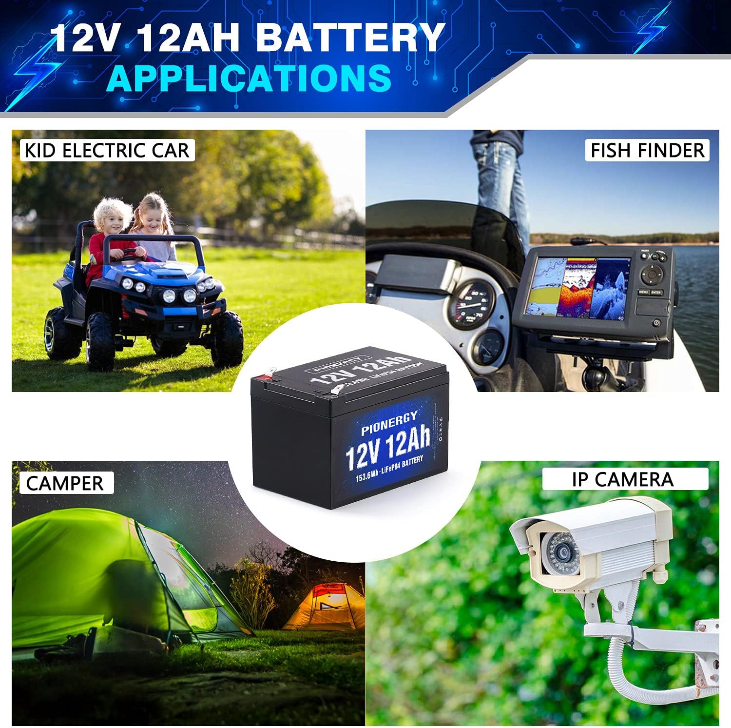 12V 12Ah LiFePO4 Battery Pack of 2 Q204132