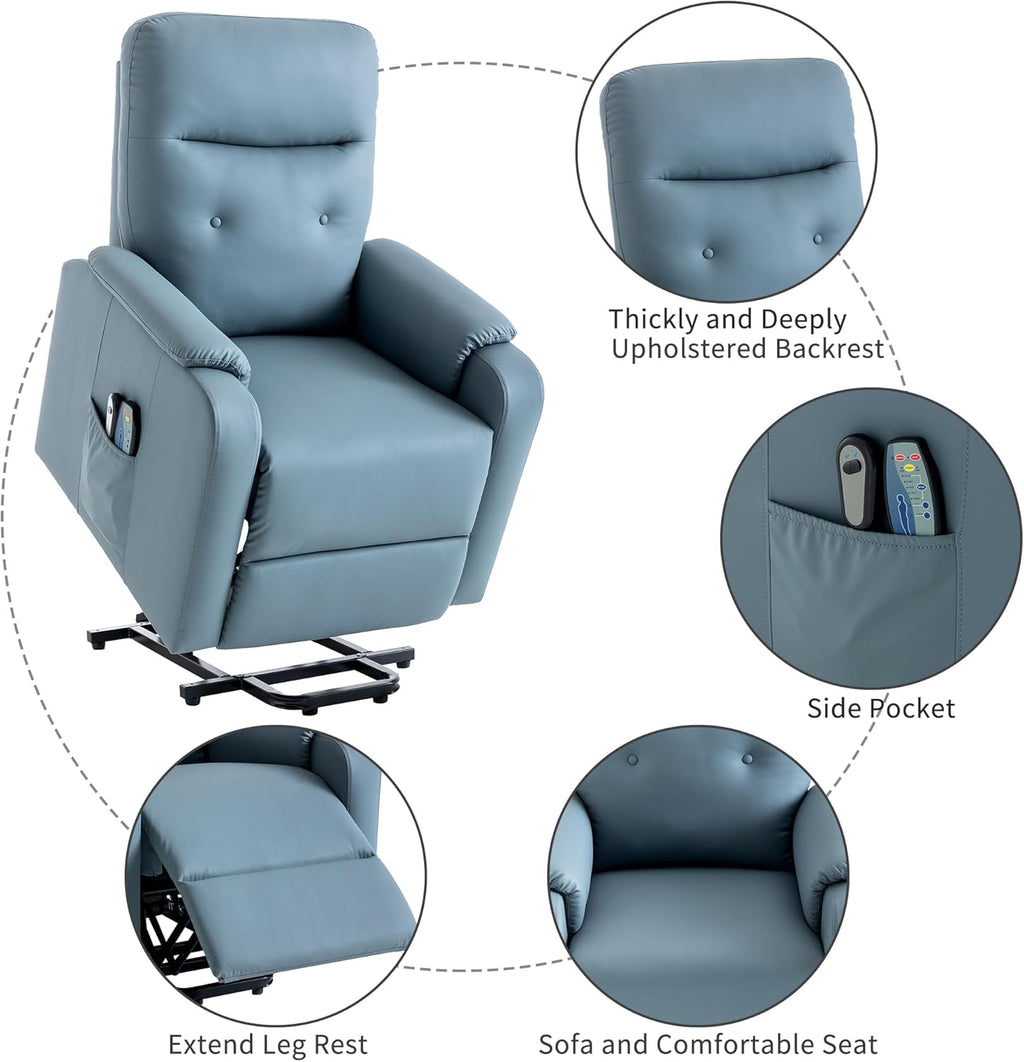 Power Lift Recliner Chair with Adjustable Heated Massage, Blue X691239
