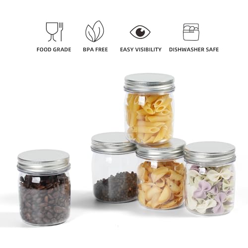 32 Pack Black Clear Plastic Mason Jars with Screw On Lid D1092