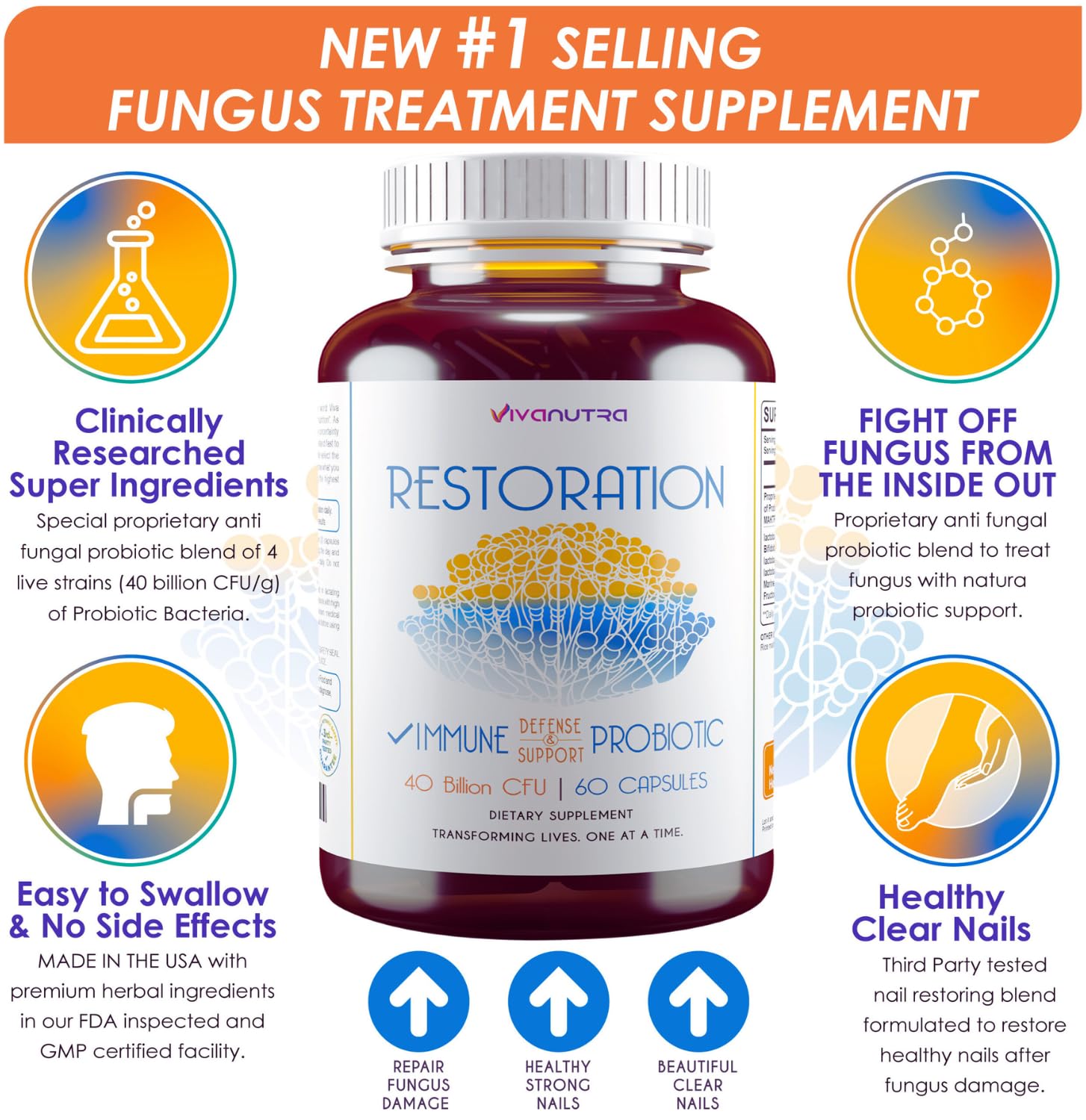 Toenail Fungus Treatment Probiotic Pills - 60ct K4805