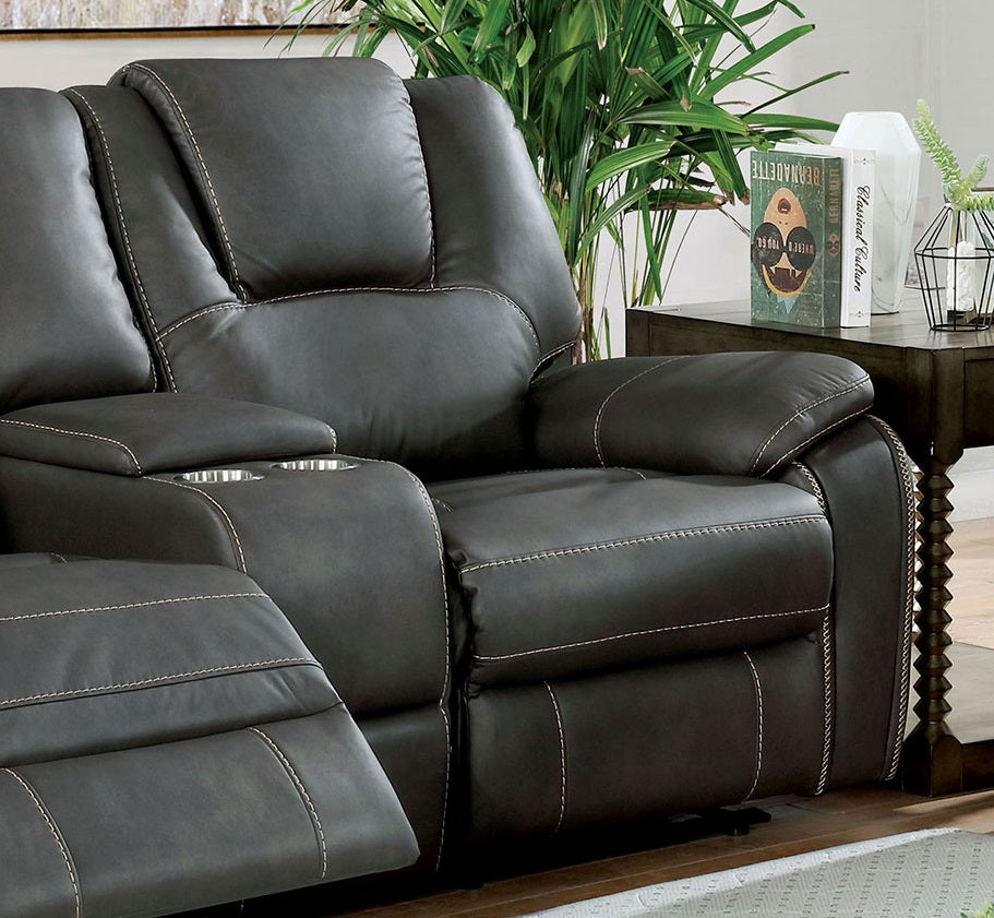 Gray Leatherette Solid Wood 3pc Motion Sofa Set M896736
