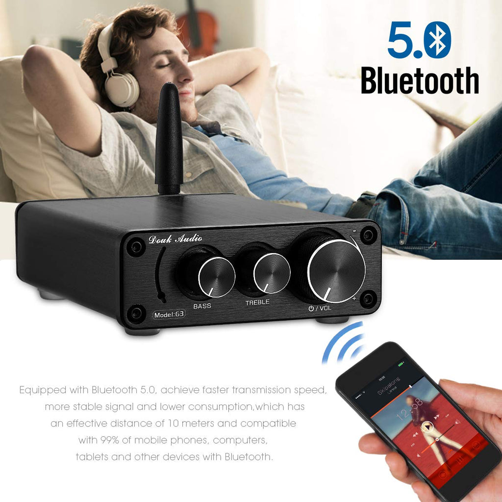 2 Channel Bluetooth 5.0 Power Amplifier 100W Class D Stereo Mini Amp Wireless Receiver Pack of 2 G3864