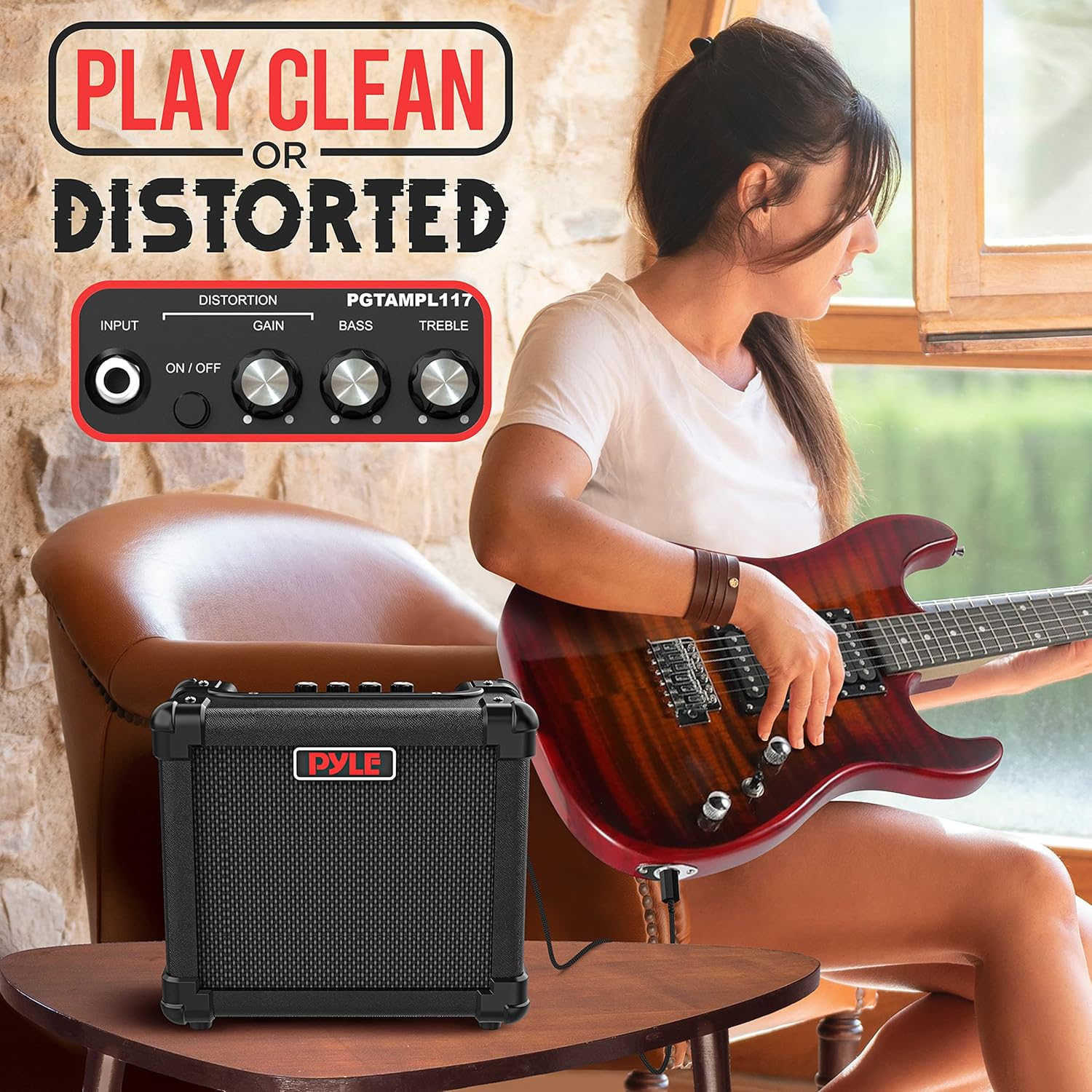 Portable 10 Watt Mini Electric Guitar Amplifier with 5-Inch Speaker, Pack of 2 B965