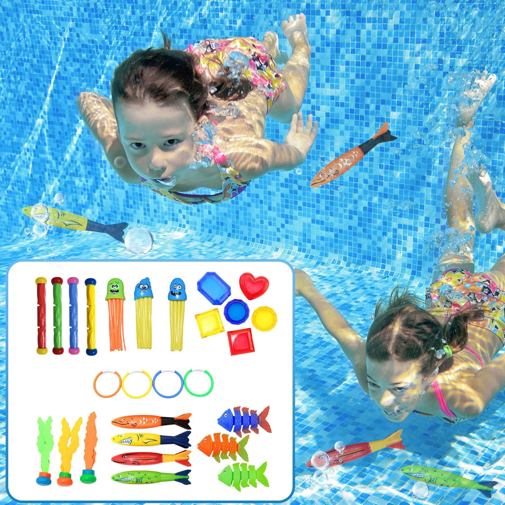 Pool Toys Underwater Swim Diving Toy Sets with Water Rings, Sticks, Octopus, Torpedo Bandits & Balls for Kids H40456