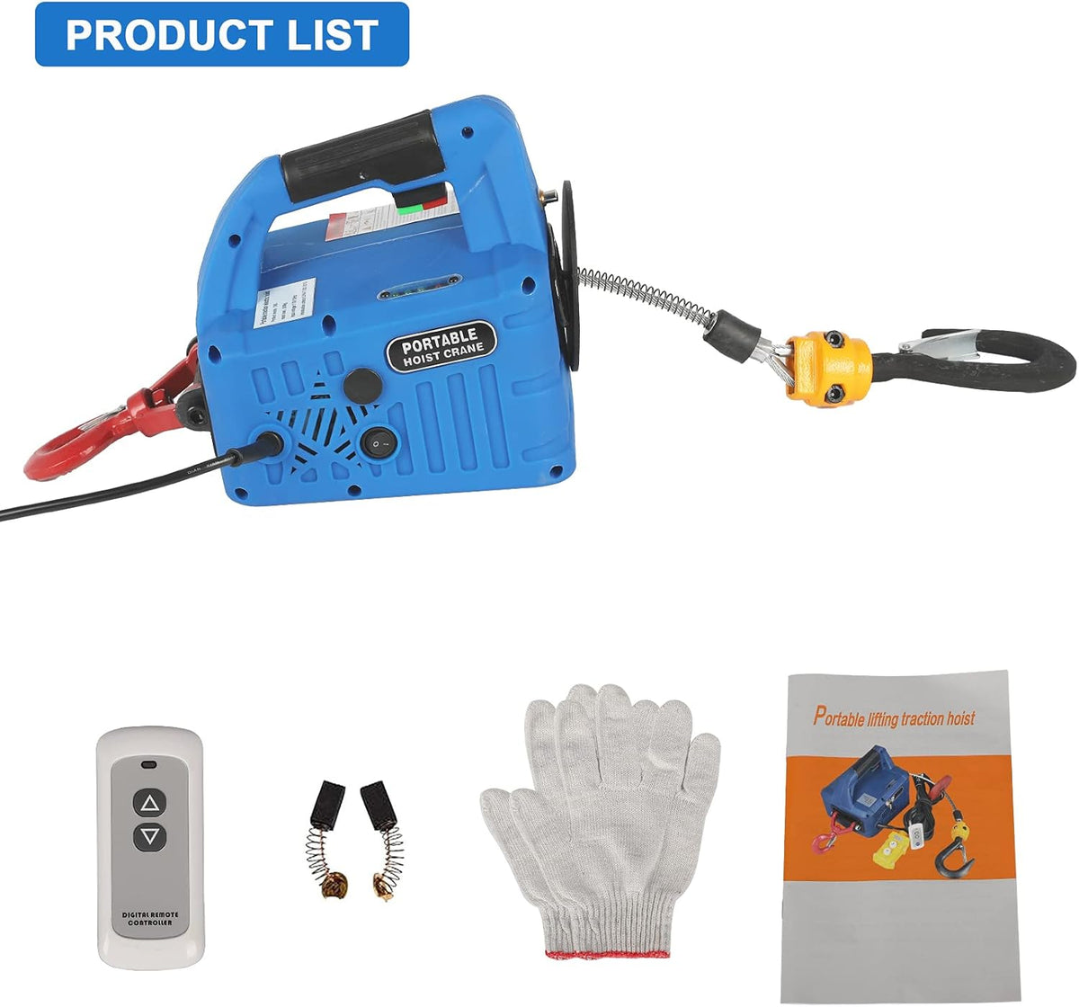 Electric Hoists 500KG 1100LB Lifting Capability 7.6M 25FT Lifting Height Wireless Remote Control Portable Household Winch 110V N5274