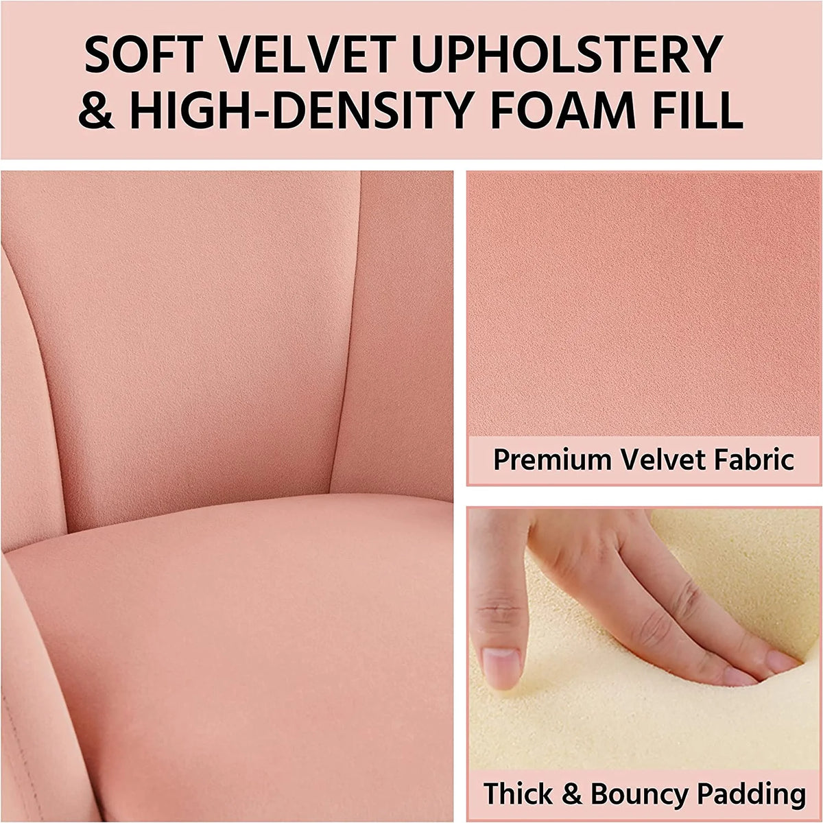 Flower Velvet Barrel Chair with Golden Metal Legs F652