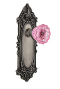 Victorian Plate Crystal Glass Door Knob in Antique Pewter A345614