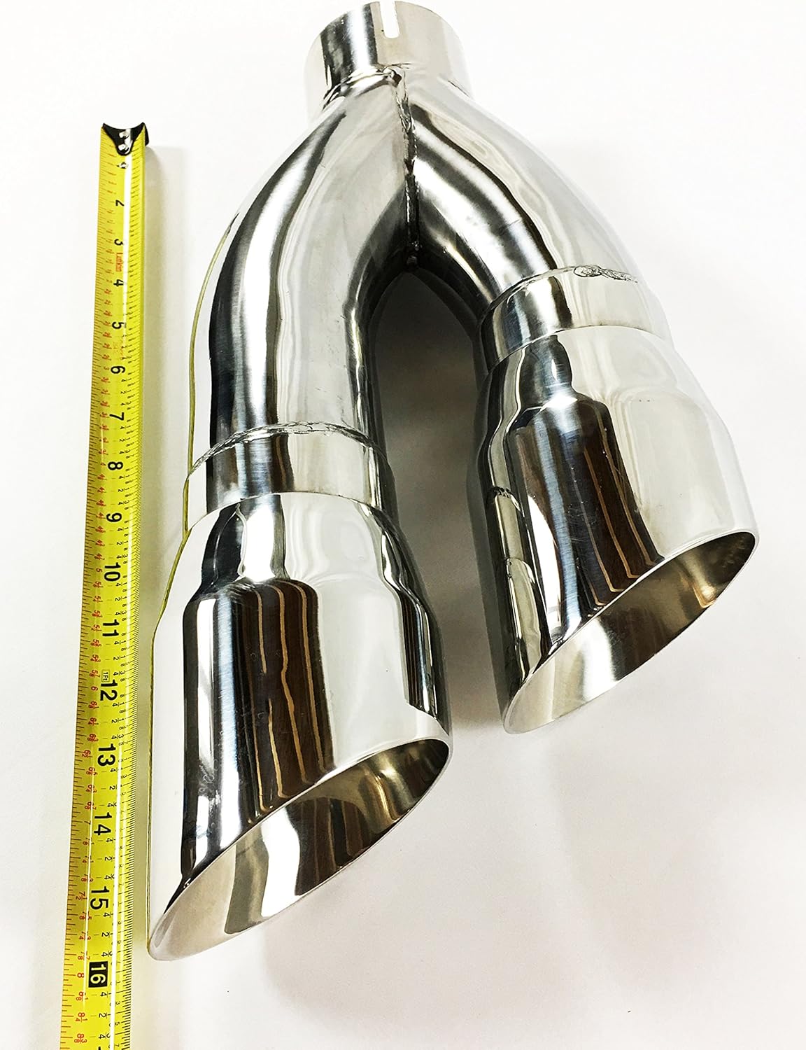 3.00" Inlet 4.00" Outlet 16.00" long Dual Slant Angle Stainless Steel Exhaust Tip M576