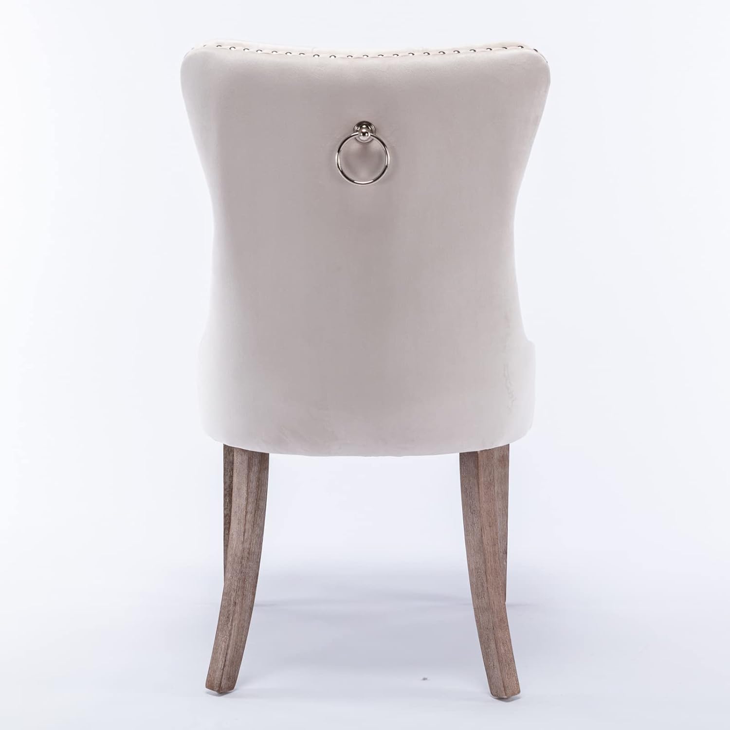 Beige Velvet Upholstered Dining Chair 2-Pcs Set A3781