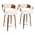Set of 2 Counter Stool Cream Walnut F7554
