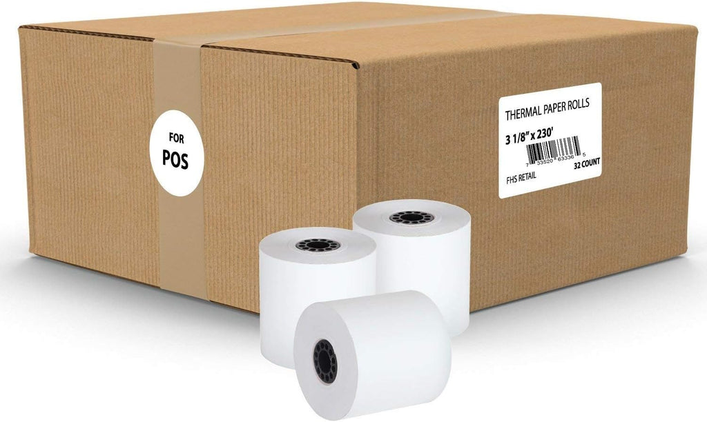 Thermal Cash Register POS Paper Rolls 3 1/8 x 230' BPA Free (32 Pack) A81074