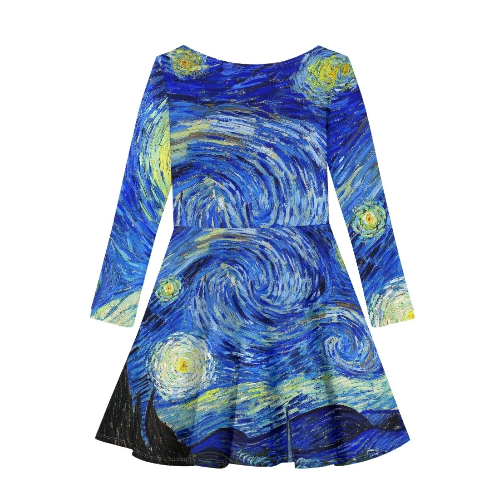 Breathable Skater Dress for Girls Swing Twirl Party Dress Round Neck Knee Length T-Shirt Dress Midi Dress Size S K353398